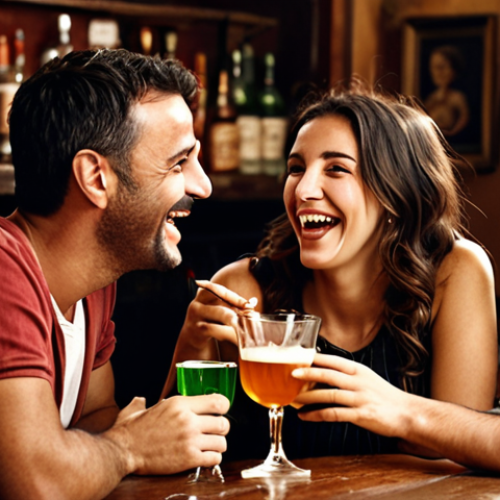 **A cozy Italian bar scene:** Friends laughing and sharing stories over drinks. Focus on a warm, inviting atmosphere with authentic Italian details.
